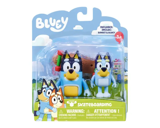 Set 2 figurine Bluey, cu skateboard