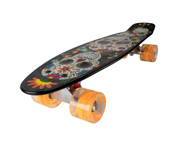 Penny board Action One, Cu roti luminoase, 22 cm, ABEC-7 PU, Aluminium 90 kg, Santa Muerte