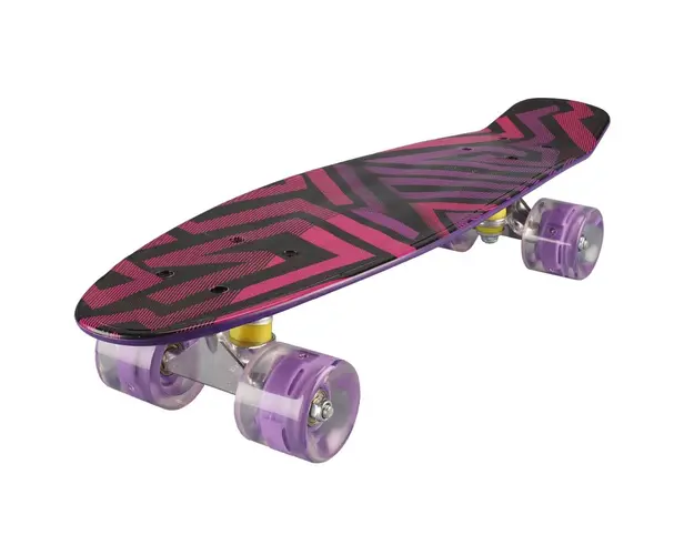 Penny board cu roti luminoase, Action One, 22 PU, Aluminium, 90 kg, Asimetrical Stripes Mov