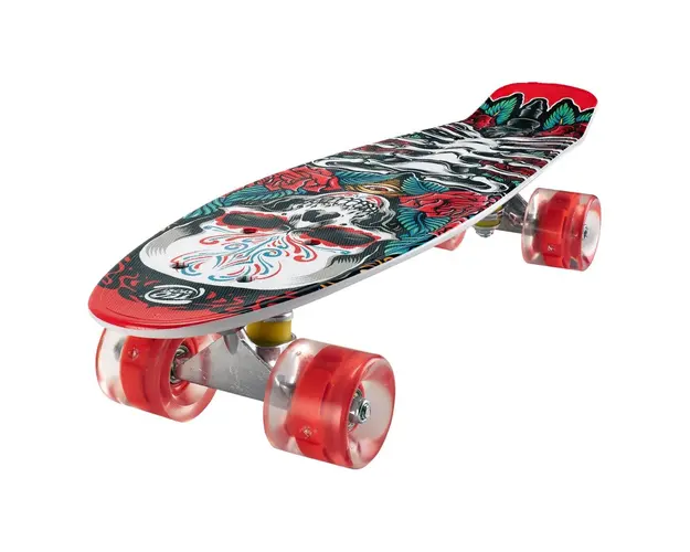 Penny board Action One, Cu roti luminoase, 22 cm, ABEC-7 PU, Aluminium 90 kg, Dia de los muertos