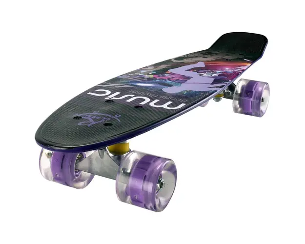 Penny board Action One, Cu roti luminoase, 22 cm, ABEC-7 PU, Aluminium Truck 90 kg, Music rhythm