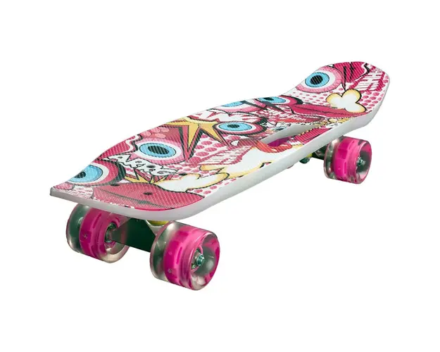 Skateboard portabil, Action One, Carve and Flip, PU ABEC-7, Aluminium Truck Roz