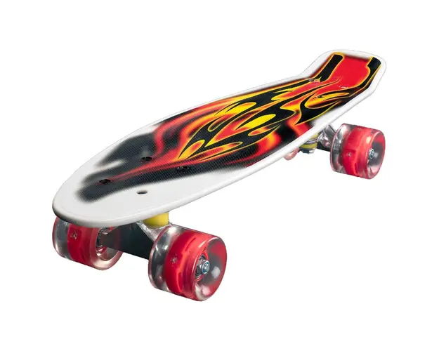 Penny board Action One, Cu roti luminoase, 22 cm, ABEC-7 PU, Aluminium Truck 90 kg, Flames