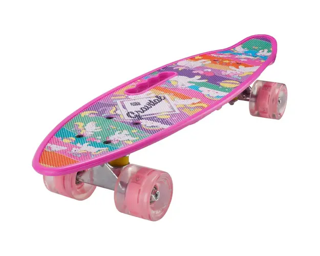 Penny board portabil Action One, ABEC-7 PU, Aluminiu, Happy unicorns