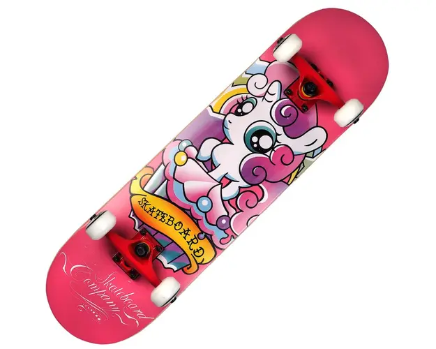 Skateboard Action One, ABEC-7 Aluminiu, 80 x 20 cm, Roz Girly Unicorn