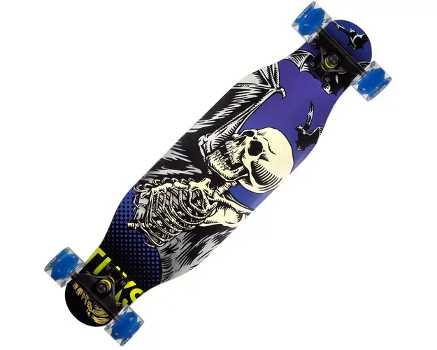Longboard Action One cu roti luminoase, ABEC-7 PU Aluminiu, 100 kg, 80 x 20 cm, Albastru Tuxs