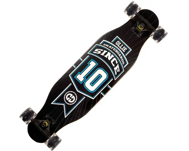 Longboard Action One cu roti luminoase, ABEC-7 PU Aluminiu, 100 kg, 80 x 20 cm, Negru no.10