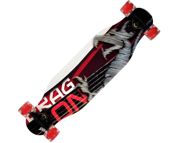 Longboard Action One cu roti luminoase, ABEC-7 PU Aluminiu, 100 kg, 80 x 20 cm, Rosu Dragon