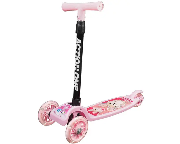 Trotineta cu roti luminoase, Action One, Funride, Roz