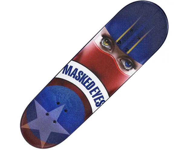 Skateboard dublu print, Aluminium Truck, Masked Eyes, Action One, 70 X 20 cm, Multicolor