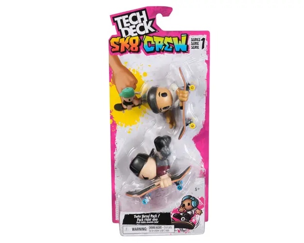 Set 2 mini placi de skateboard cu 2 figurine, Tech Deck, SK8 Crew, 20148777