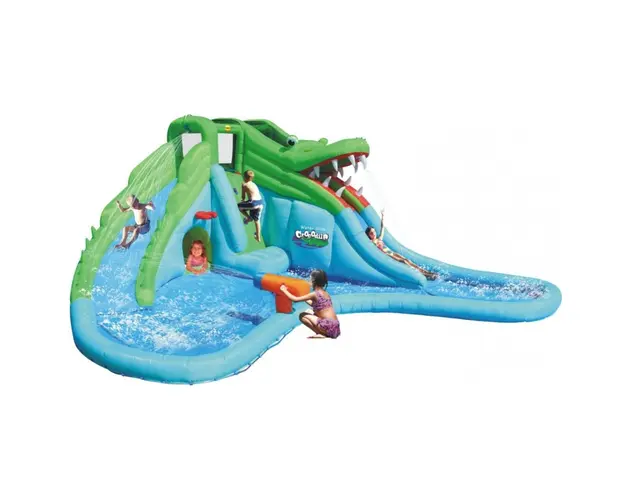 Saltea gonflabila Happy Hop, Crocodil cu tobogane cu apa