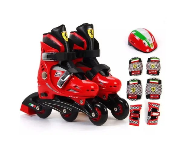 Role Ferrari cu set de protectie, Mesuca, Marimea 29-32, Rosu