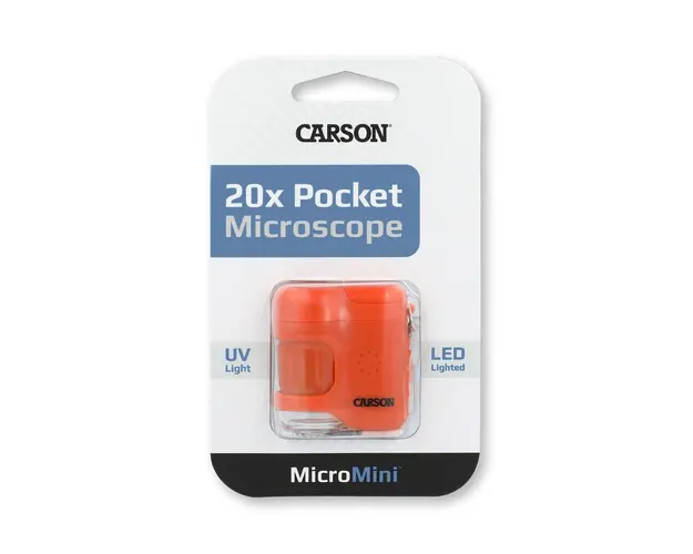 Microscop portabil cu breloc, marire 20x, Carson, MicroMini, Orange