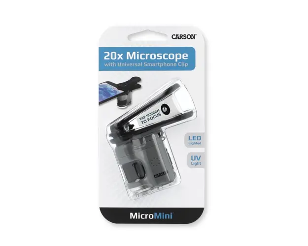 Microscop de buzunar cu adaptor pentru smartphone, Carson, marire 20x, MicroMini