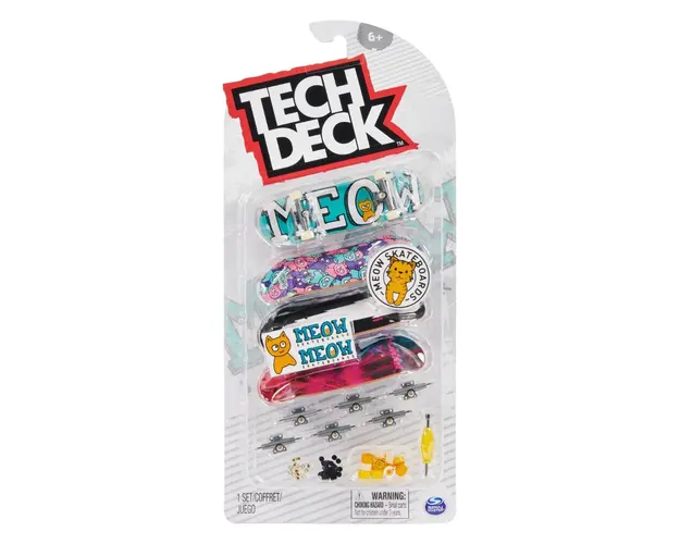 Set mini placa skateboard Tech Deck, 4 buc, Meow, 20140760