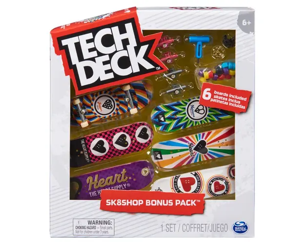Set 6 mini placi skateboard, Tech Deck, Bonus Pack, Heart, 20136711