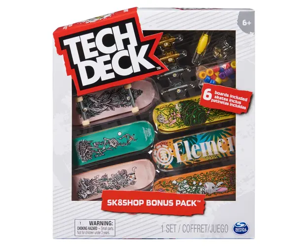 Set 6 mini placi skateboard, Tech Deck, Bonus Pack, Element, 20136709