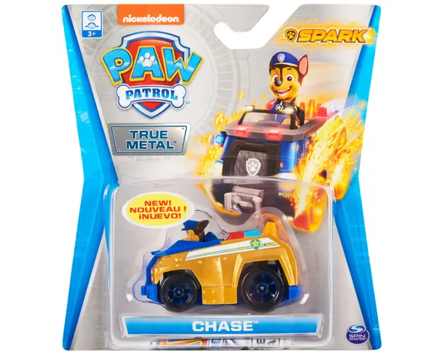 Masinuta cu figurina Paw Patrol True Metal, Chase, 20130498