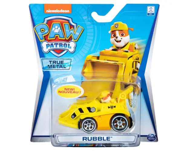 Masinuta cu figurina Paw Patrol True Metal, Rubble, 20115876