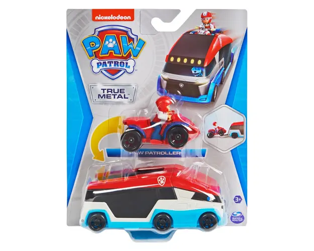 Masinuta metalica de patrulare cu figurina, Paw Patrol, True Metal