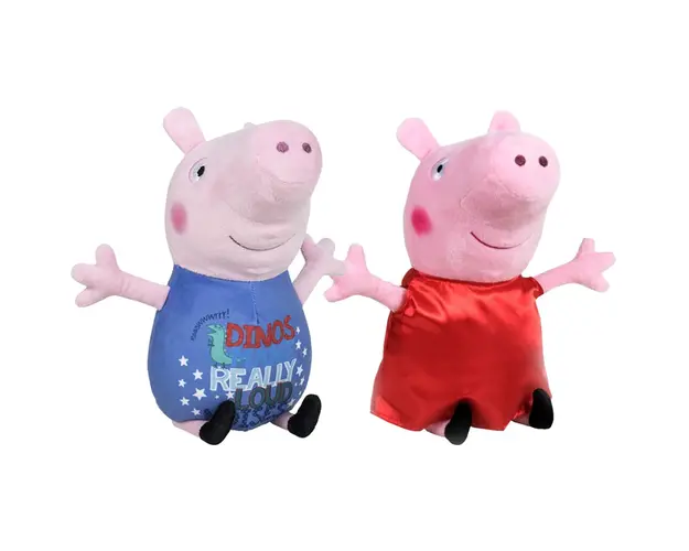 Set 2 jucarii de plus, Play By Play, George Dinos si Peppa Pig, 17 cm