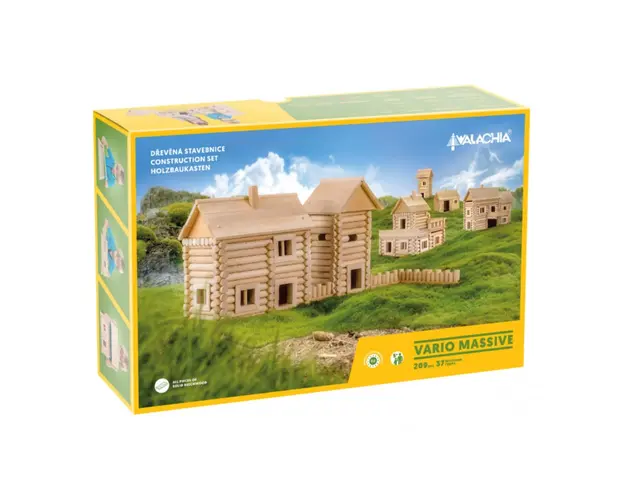 Set de constructie arhitectura, Walachia, Vario Massive, 209 piese mari din lemn