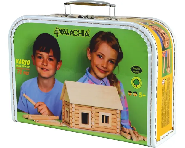 Set de constructie arhitectura, Walachia, Vario Suitcase, 72 piese din lemn
