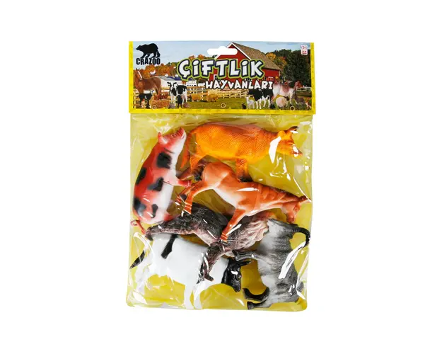 Set figurine animale de la ferma in punga mare, Crazoo, 6 buc
