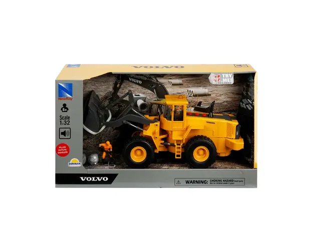 Buldozer cu lumini, sunete si figurina, New Ray, Volvo, 1:32