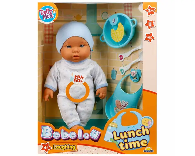 Papusa Bebelou la masa, Dollz n More, Albastru, 35 cm