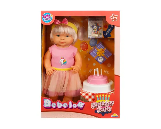 Set papusa Bebelou cu fusta roz, Dollz n More, 40 cm