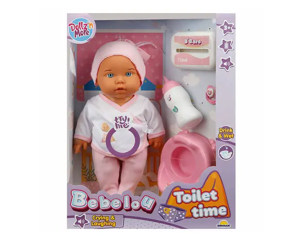 Papusa bebelus Bebelou, Dollz n More, Toilet Time, 35 cm, roz
