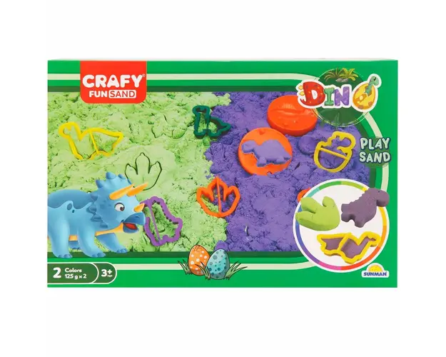 Nisip de modelat, Crafy, Lumea dinozaurilor, 250 g