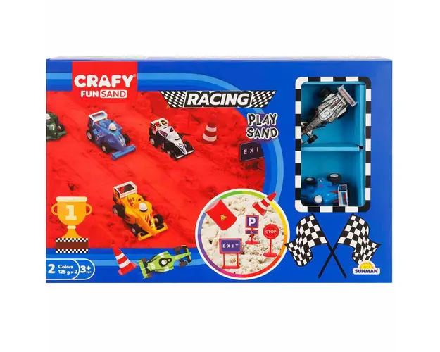 Set de modelare, Crafy, Racing Play, 13 piese, 250 g