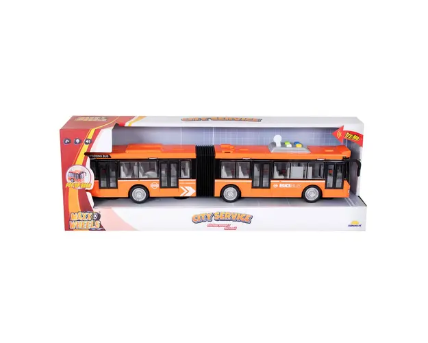 Autobuz cu lumini si sunete, Maxx Wheels, 1:16, Portocaliu