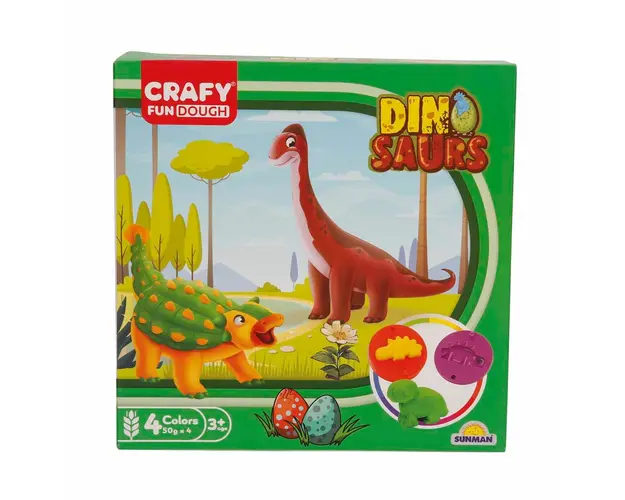 Set de modelare cu dinozauri, Crafy, 14 piese