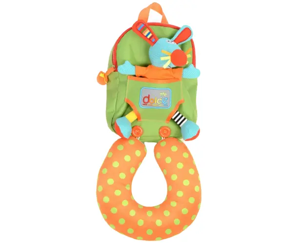 Rucsac cu jucarie si perna de calatorie, Dolce, Iepuras