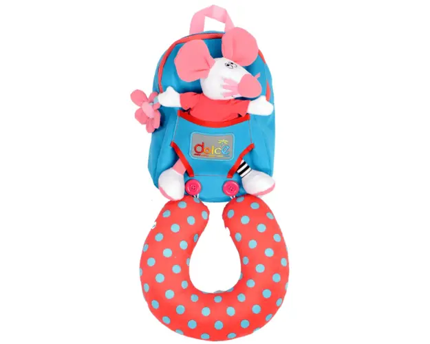 Rucsac cu jucarie si perna de calatorie, Dolce, Soricel