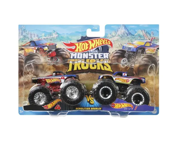 Set 2 masini Monster Truck, Hot Wheels, Demolition Doubles, 1:64, HNX29