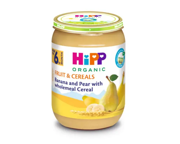 Fruct cereale-banane pere cu cereale integrale Hipp, 190 g