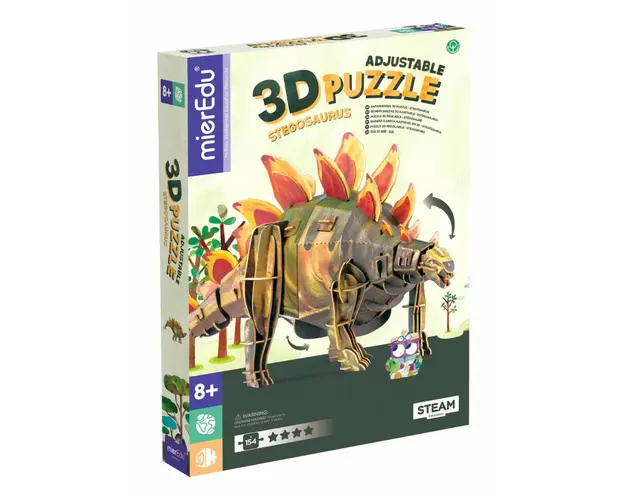 Puzzle 3D reglabil, mierEdu, Stegosaurus Deluxe, 154 piese