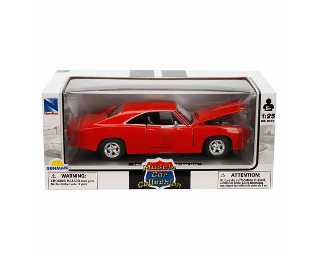 Masina metalica, New Ray, 1969 Dodge Charger, 1:25, Rosu
