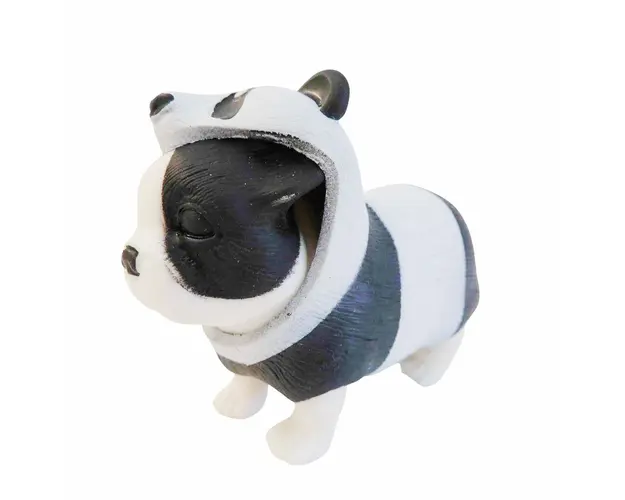 Mini figurina, Dress Your Puppy, Buldog francez in costum de panda, S1