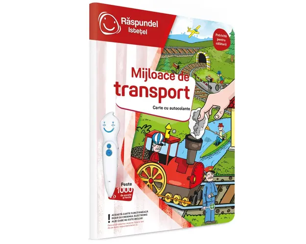 Carte interactiva cu autocolante, Raspundel Istetel, Mijloace de transport