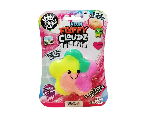 Slime parfumat cu surpriza, Compound Kings, Neon Fluffy Cloudz, Frutty Floral, 80 g