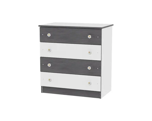 Comoda din lemn, Lorelli, cu 4 sertare, 81 x 50 x 86 cm, White Graphite