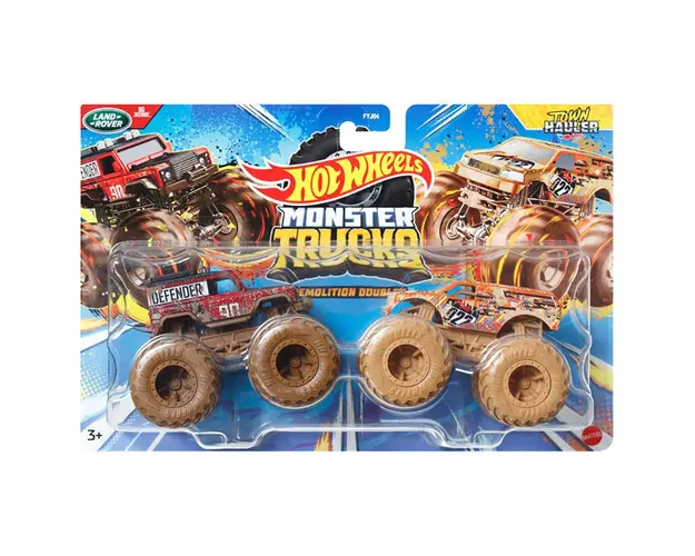 Set 2 masini Monster Truck, Hot Wheels, Defender Vs Town Hauler, HWN65