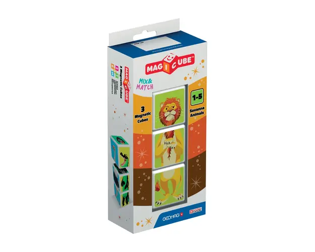 Joc de constructie magnetic Magic Cube Blister, Animale din savana