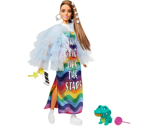 Papusa Barbie Extra Style, Yellow Coat